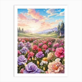 Roses In The Field Art Print