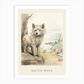 Beatrix Potter Inspired  Animal Watercolour Arctic Wolf 2 Art Print
