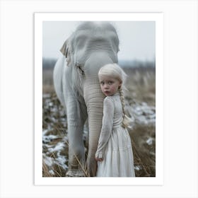 Girl With An Elephant Art Print