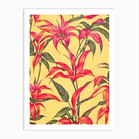 Heliconia Floral Print Warm Tones 2 Flower Art Print
