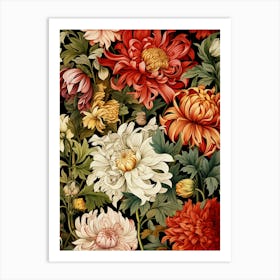 Chrysanthemums Floral Pattern Art Print