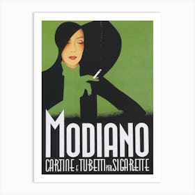 Modiano Woman Smoking a Cigarette Vintage Poster Art Print