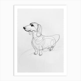 Dachshund Dog Charcoal Line 3 Art Print