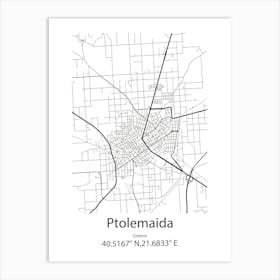 Ptolemaida,Greece Minimalist Map Art Print