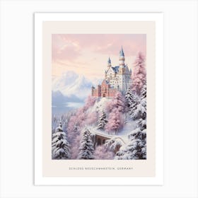 Dreamy Winter Painting Poster Schloss Neuschwanstein Germany Art Print