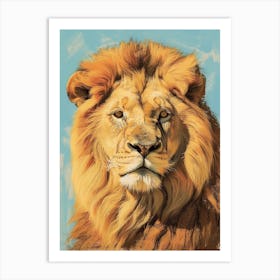 Barbary Lion Portrait Close Up Illustration 3 Art Print