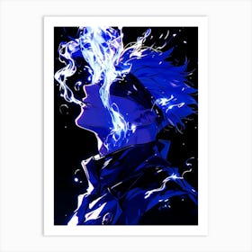 Anime Character With Blue Hair Art Print