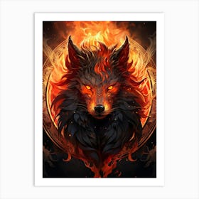 Wolf In Flames 9 Art Print