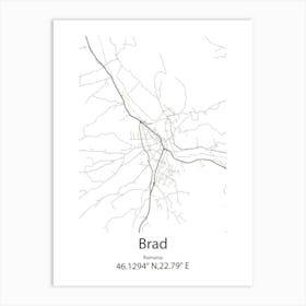 Brad,Romania Minimalist Map Art Print