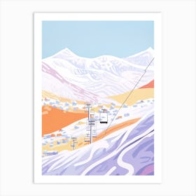 Val Thorens   France, Ski Resort Pastel Colours Illustration 0 Art Print