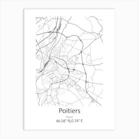 Poitiers,France Minimalist Map Art Print