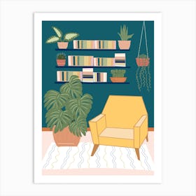 Gold Chair And Plant Art Print