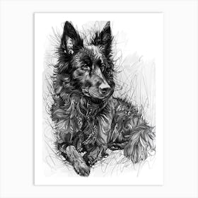 Belgian Tervuren Dog Line Sketch 3 Art Print
