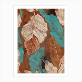 Seamless Pattern With Tropical Leaves Art Print