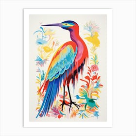 Colourful Bird Painting Egret 4 Art Print