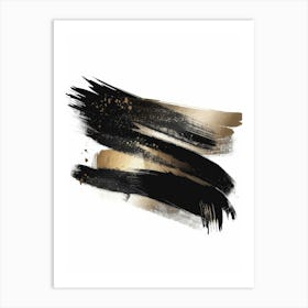 Gold And Black Brush Strokes 31 Art Print