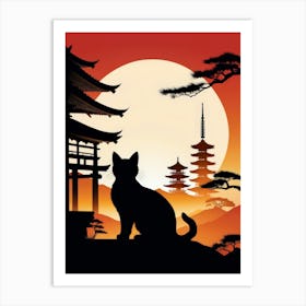 Japan Cat Art 12 Art Print