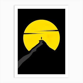 Silhouette Of A Man On A Mountain Art Print