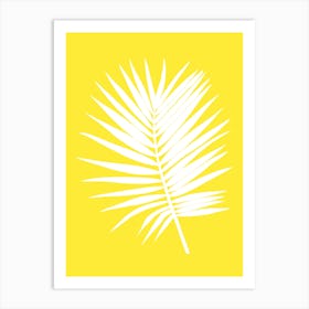 Palm Leaf On Yellow Background Art Print