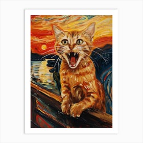 Fantastic Cat Screaming 16 Art Print