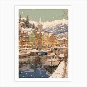 Vintage Winter Illustration Troms Norway 1 Art Print