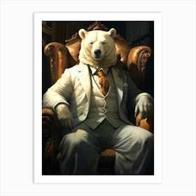 Polar Bear In A Suit Art Print