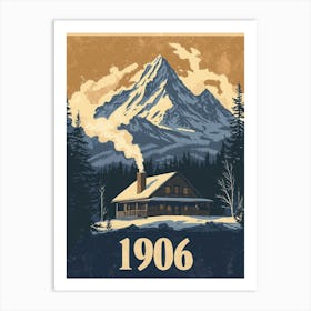 Aihrgdesign A Vintage Travel Poster Of A Cozy Mountain Lodge 1 Art Print