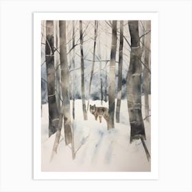 Winter Watercolour Gray Wolf 5 Art Print