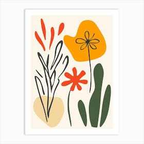 Cactus And Flowers Art Print