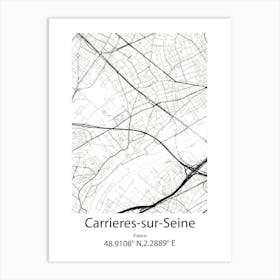 Carrieres Sur Seine,France Minimalist Map Art Print