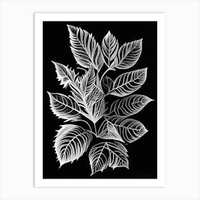 Tulsi Leaf Linocut 1 Art Print