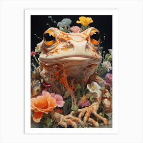 Frog With Flowers Art Print