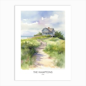 The Hamptons 3 Watercolour Travel Poster Art Print