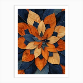 Blue And Orange Flower 5 Art Print