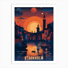 Stockholm Sweden Retro Travel Art Print