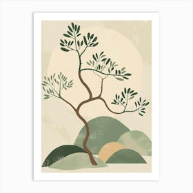 Juniper Tree Minimal Japandi Illustration 2 Art Print