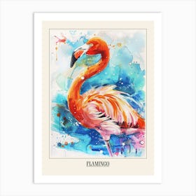 Flamingo Colourful Watercolour 2 Poster Art Print