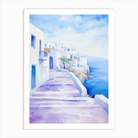 Watercolor Of A Greek Village Art Print