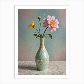 Mosaic Vase With Flowers Art Print