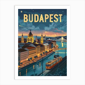 Budapest At Night Art Print