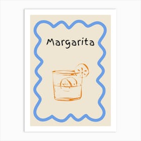 Margarita Doodle Poster Blue & Orange Art Print