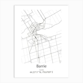 Barrie,Canada Minimalist Map Art Print