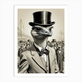 Ostrich In Top Hat 1 Art Print