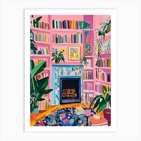 Pink Bookshelf Art Print