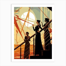 Titanic Ladies Minimalist Art Deco Illustration 1 Art Print