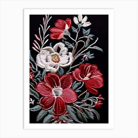 Embroidered Flowers 3 Art Print