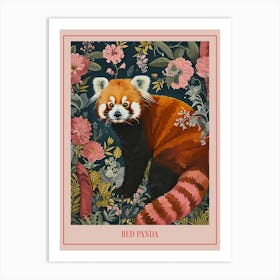 Floral Animal Painting Red Panda 4 Poster Art Print