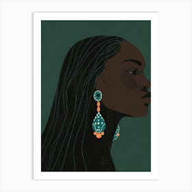 Black Woman With Earrings 3 Art Print