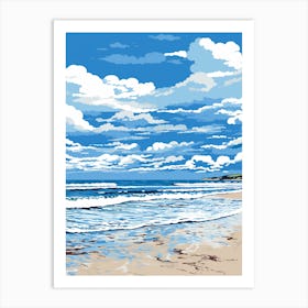A Screen Print Of Hayle Towans Beach Cornwall 1 Art Print