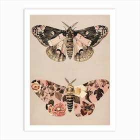 Pink Botanical Butterflies William Morris Style 8 Art Print